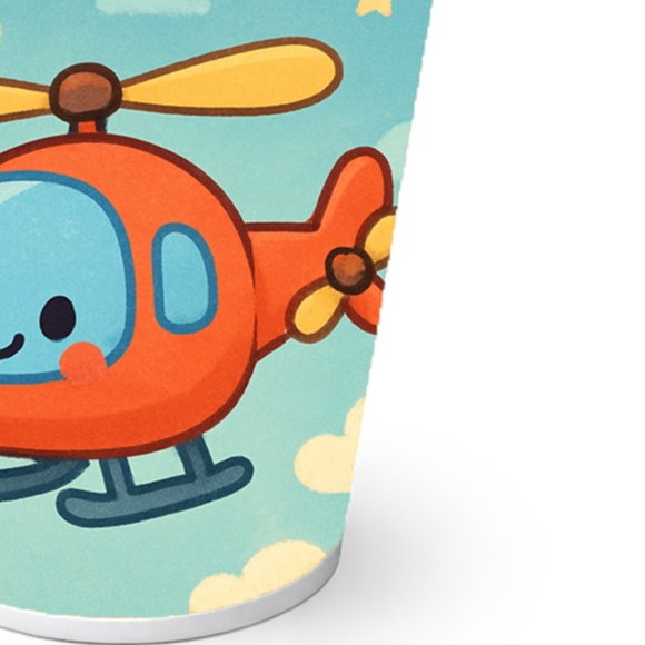 Copo de Papel Aniversário Festa Helicóptero - Imagem 2