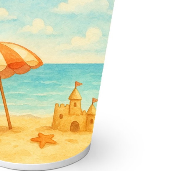 Copo de Papel Aniversário Festa Mar e Praia Aquarela - Imagem 2