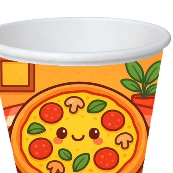 Copo de Papel Aniversário Festa Pizza Divertida - Imagem 3