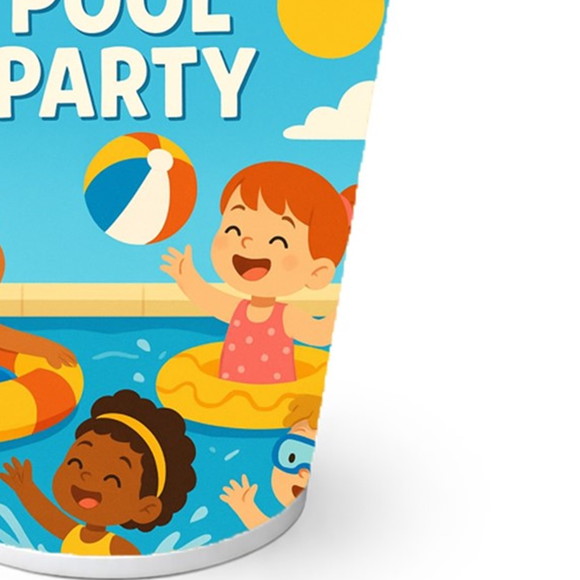 Copo de Papel Aniversário Festa Pool Party - Imagem 2