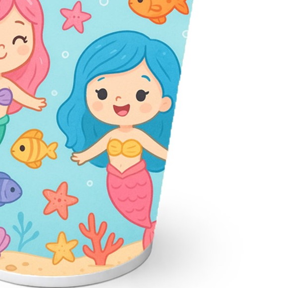 Copo de Papel Aniversário Festa Sereias - Imagem 2