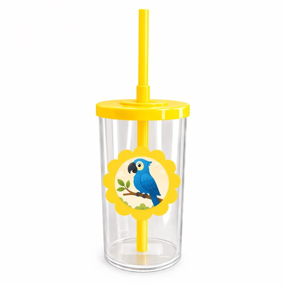 Copo Short Drink Flor Personalizado Arara Azul - Imagem 5