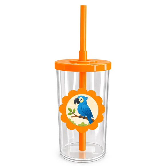 Copo Short Drink Flor Personalizado Arara Azul - Imagem 3