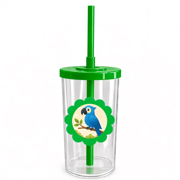 Copo Short Drink Flor Personalizado Arara Azul - Imagem 4