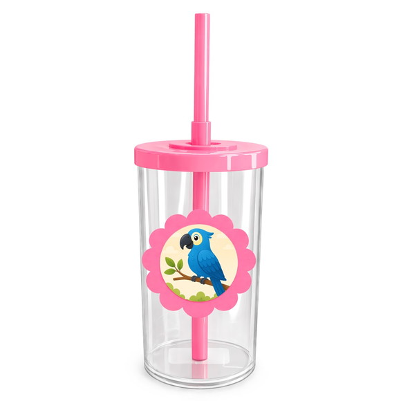 Copo Short Drink Flor Personalizado Arara Azul