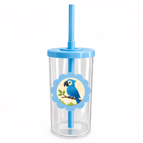 Copo Short Drink Flor Personalizado Arara Azul - Imagem 2