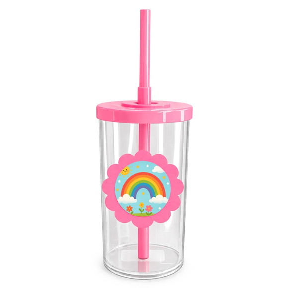 Copo Short Drink Flor Personalizado Arco-íris