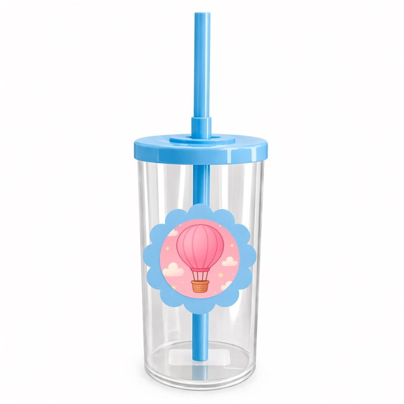 Copo Short Drink Flor Personalizado Balão de Ar Rosa - Imagem 2