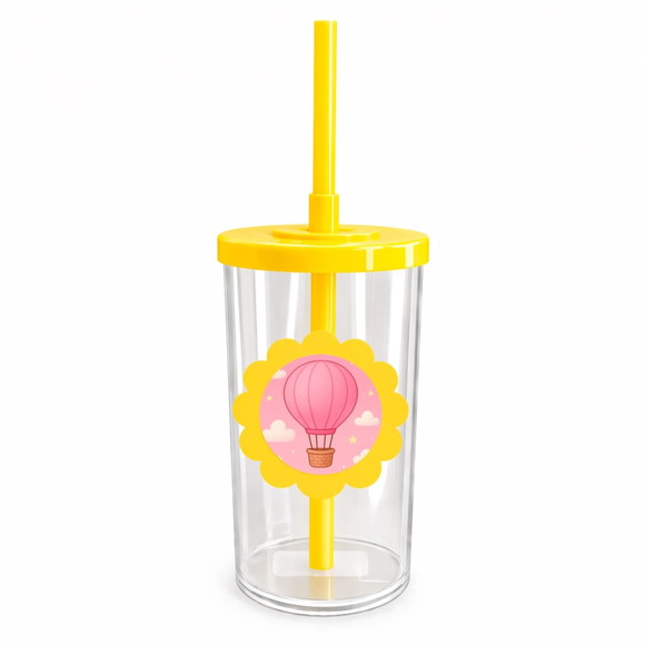 Copo Short Drink Flor Personalizado Balão de Ar Rosa - Imagem 5
