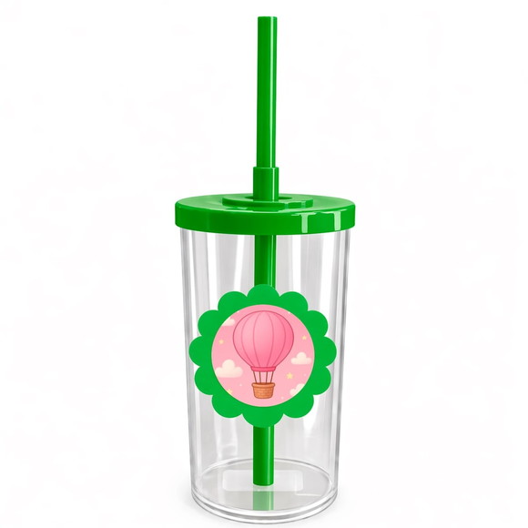 Copo Short Drink Flor Personalizado Balão de Ar Rosa - Imagem 4
