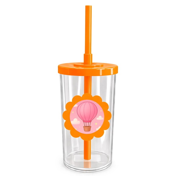 Copo Short Drink Flor Personalizado Balão de Ar Rosa - Imagem 3