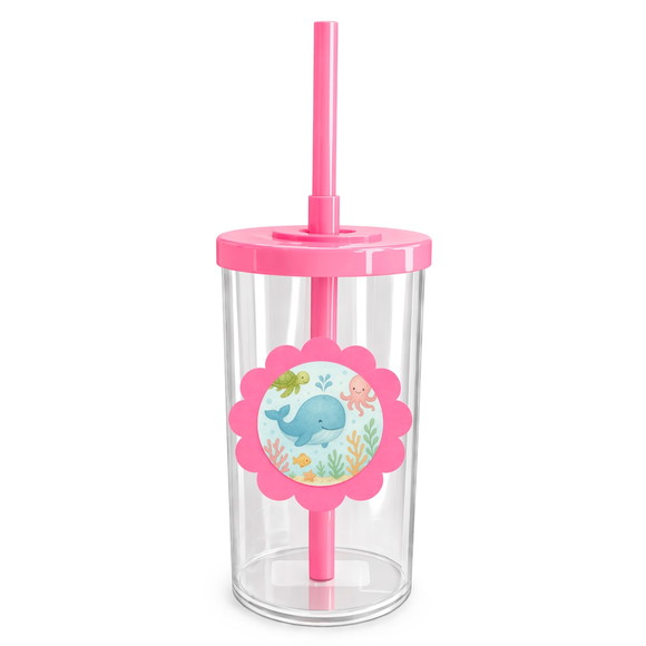 Copo Short Drink Flor Personalizado Baleia Aquarela