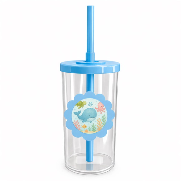 Copo Short Drink Flor Personalizado Baleia Aquarela - Imagem 2