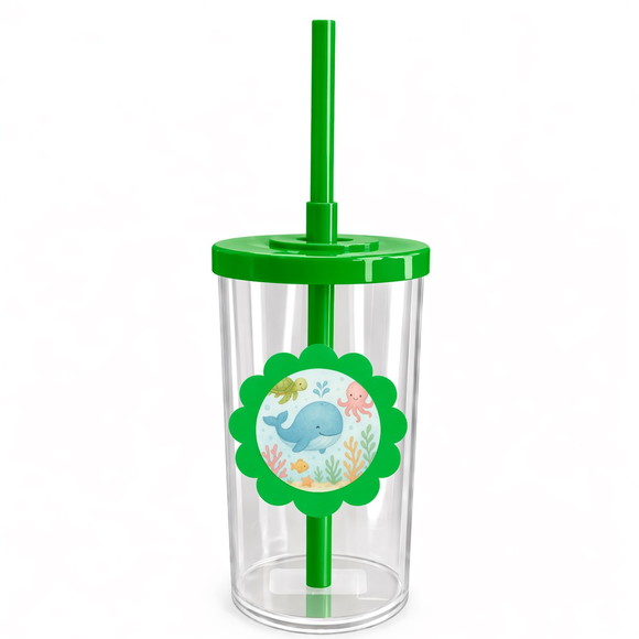 Copo Short Drink Flor Personalizado Baleia Aquarela - Imagem 4