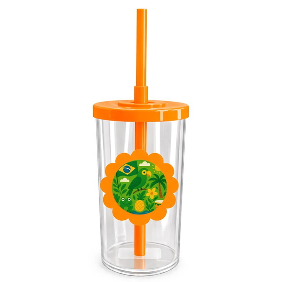 Copo Short Drink Flor Personalizado Brasil Verde Amarelo - Imagem 3