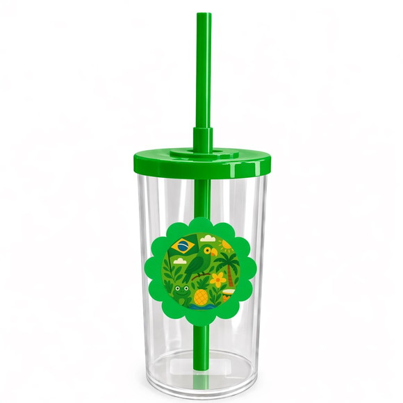 Copo Short Drink Flor Personalizado Brasil Verde Amarelo - Imagem 4