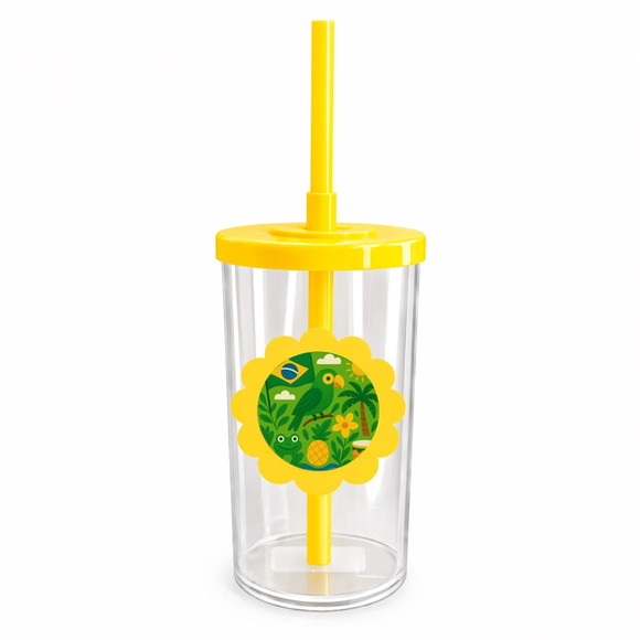Copo Short Drink Flor Personalizado Brasil Verde Amarelo - Imagem 5