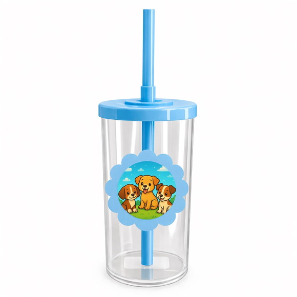 Copo Short Drink Flor Personalizado Cachorrinhos - Imagem 2