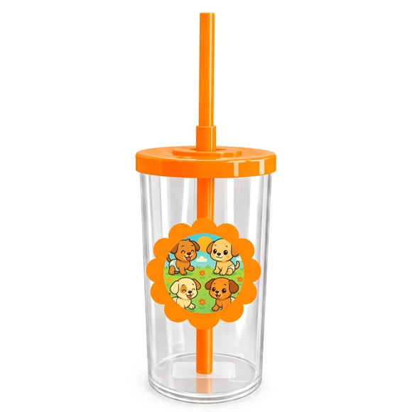Copo Short Drink Flor Personalizado Cachorrinhos Baby - Imagem 3