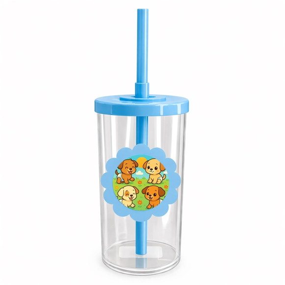 Copo Short Drink Flor Personalizado Cachorrinhos Baby - Imagem 2