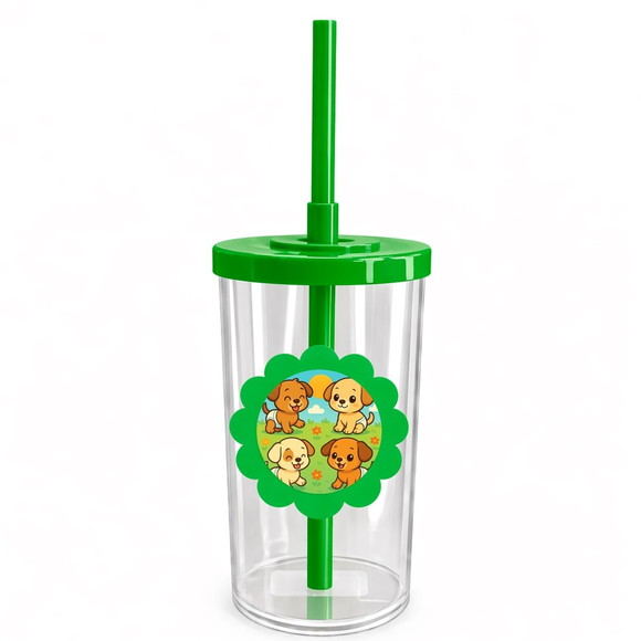 Copo Short Drink Flor Personalizado Cachorrinhos Baby - Imagem 4