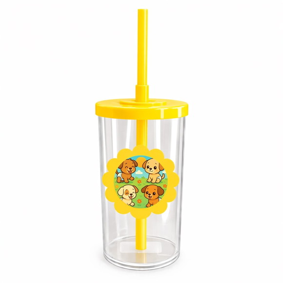 Copo Short Drink Flor Personalizado Cachorrinhos Baby - Imagem 5