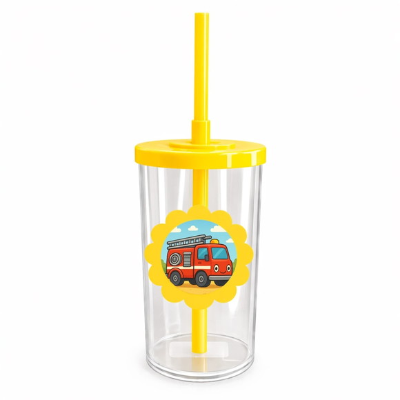 Copo Short Drink Flor Personalizado Caminhão de Bombeiro - Imagem 5