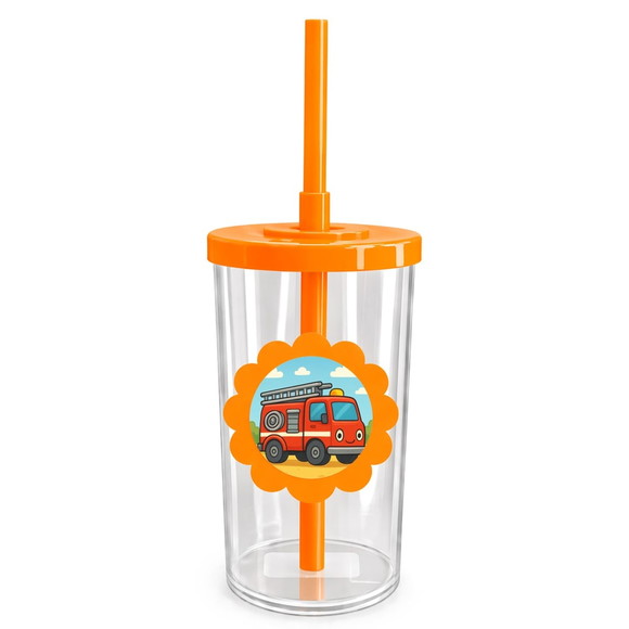 Copo Short Drink Flor Personalizado Caminhão de Bombeiro - Imagem 3