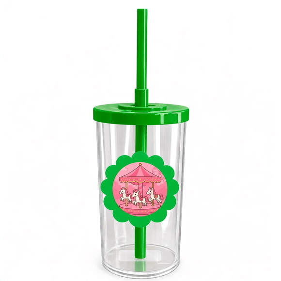 Copo Short Drink Flor Personalizado Carrossel Rosa - Imagem 4