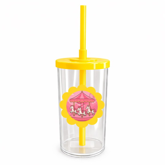 Copo Short Drink Flor Personalizado Carrossel Rosa - Imagem 5