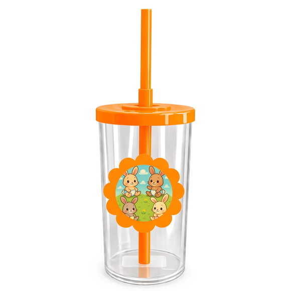 Copo Short Drink Flor Personalizado Coelhinhos Baby - Imagem 3