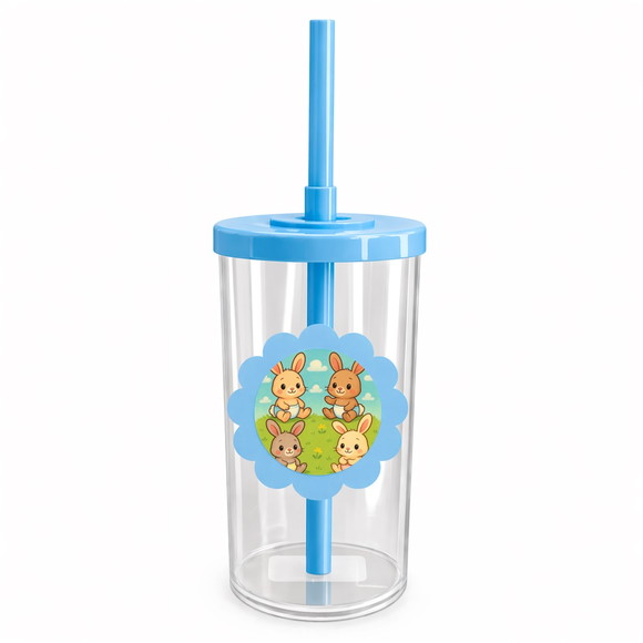 Copo Short Drink Flor Personalizado Coelhinhos Baby - Imagem 2