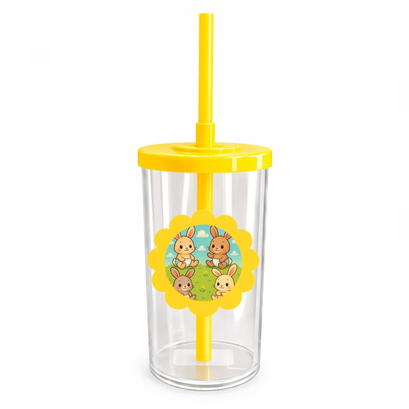 Copo Short Drink Flor Personalizado Coelhinhos Baby - Imagem 5
