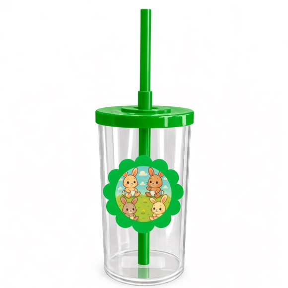 Copo Short Drink Flor Personalizado Coelhinhos Baby - Imagem 4