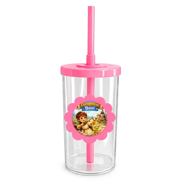 Copo Short Drink Flor Personalizado Coragem de Davi