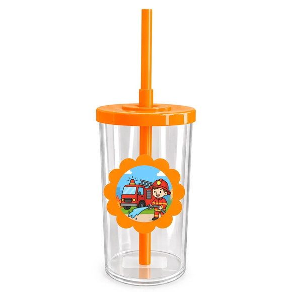 Copo Short Drink Flor Personalizado Festa Bombeiros - Imagem 3