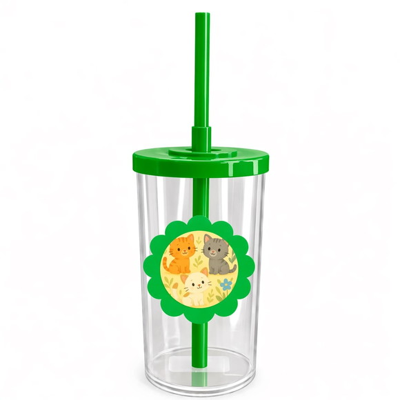 Copo Short Drink Flor Personalizado Gatinhos - Imagem 4