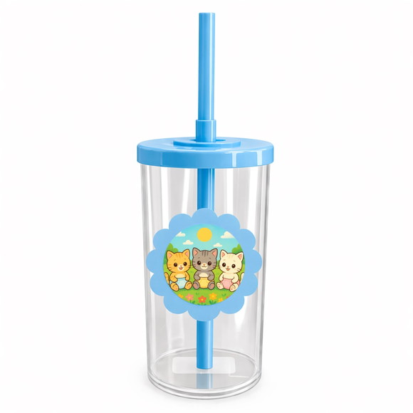 Copo Short Drink Flor Personalizado Gatinhos Baby - Imagem 2