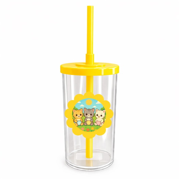 Copo Short Drink Flor Personalizado Gatinhos Baby - Imagem 5