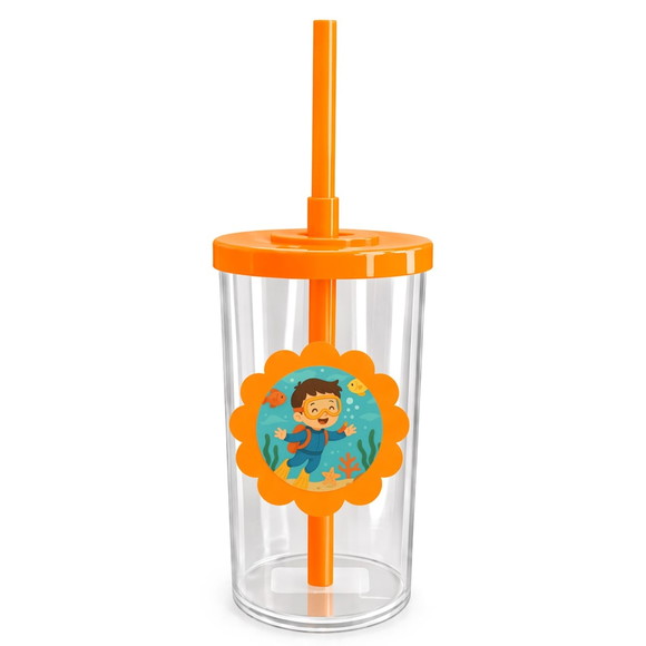 Copo Short Drink Flor Personalizado Menino Mergulhador - Imagem 3