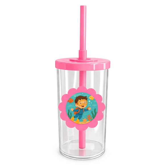 Copo Short Drink Flor Personalizado Menino Mergulhador