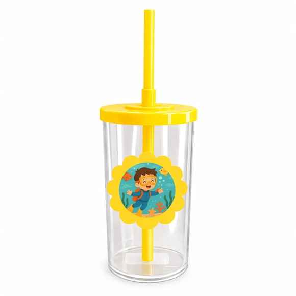 Copo Short Drink Flor Personalizado Menino Mergulhador - Imagem 5