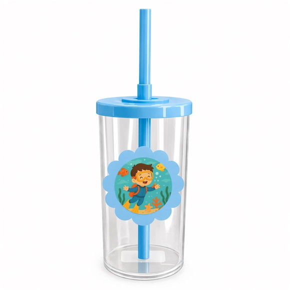 Copo Short Drink Flor Personalizado Menino Mergulhador - Imagem 2