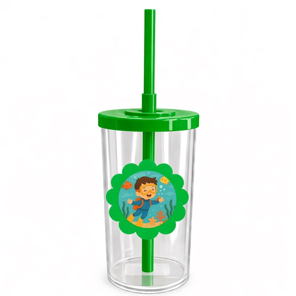 Copo Short Drink Flor Personalizado Menino Mergulhador - Imagem 4