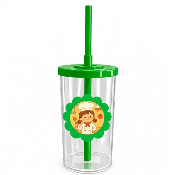 Copo Short Drink Flor Personalizado Mini Chef Menina - Imagem 4