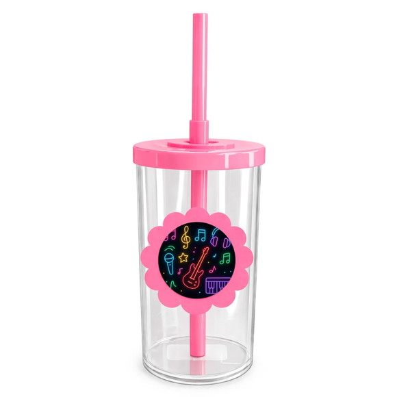 Copo Short Drink Flor Personalizado Neon Musical
