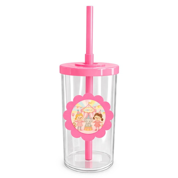 Copo Short Drink Flor Personalizado Palhacinhas Aquarela