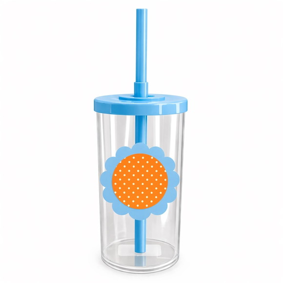 Copo Short Drink Flor Personalizado Poá Laranja - Imagem 2