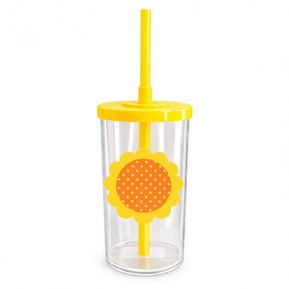Copo Short Drink Flor Personalizado Poá Laranja - Imagem 5