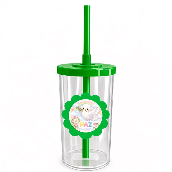 Copo Short Drink Flor Personalizado Pombinha da Paz - Imagem 4